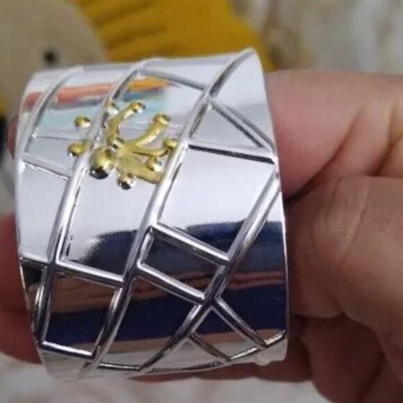 Sterling Silver Wide Bangle Gold Spider Two Tone Bangle Luxury Bracelet - Picture 11 of 12